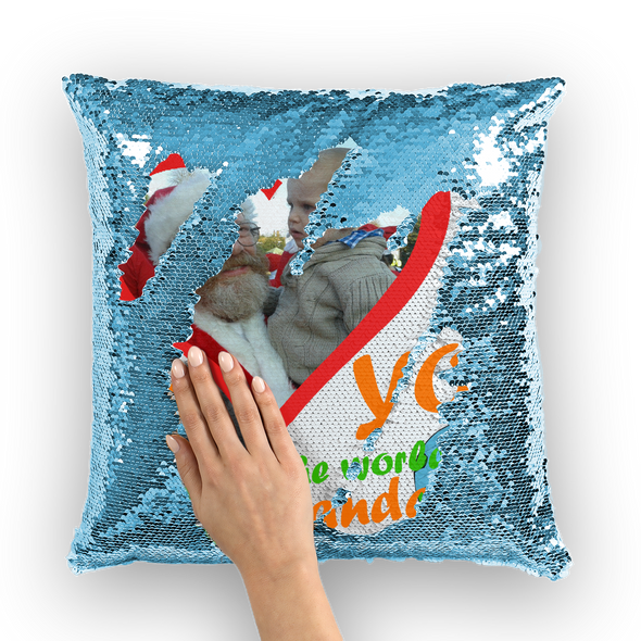 World Best Grandad Sequin Pillow Cushion Cover
