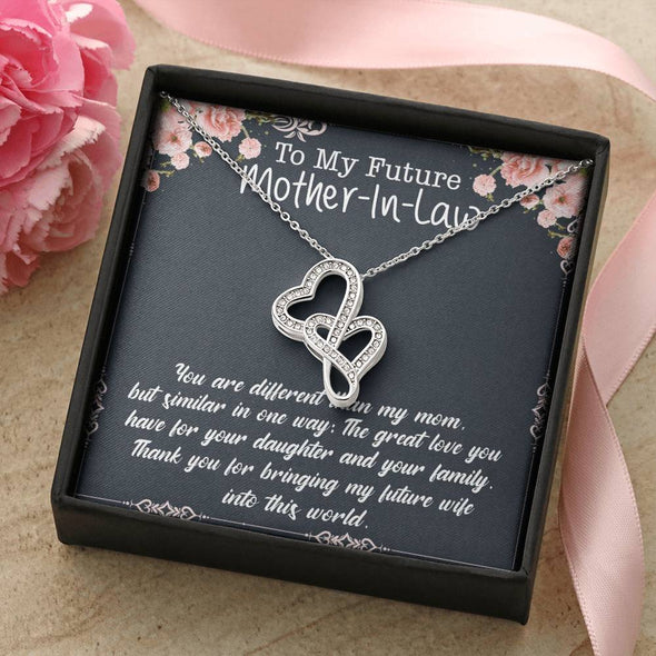 Future Mother In Law Necklace With Message Card, Thank You For Sharing Your Son, Mother in Law Jewelry, Mother Day Necklace, Double Heart Necklace, Birthday Gift, Christmas Gift, Mother in Law Jewelry