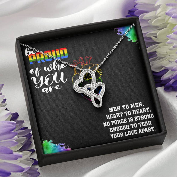 Love is Love Jewelry, Proud Of Who You Are, Necklace For LGBT Couples, Double Heart Necklace, Pride Necklace, Love Equality Jewelry, Pride Month Gift, Congratulations Gift