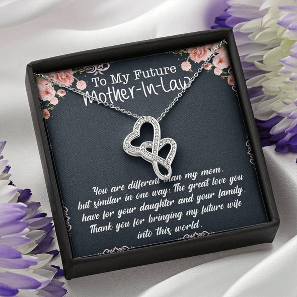 Future Mother In Law Necklace With Message Card, Thank You For Sharing Your Son, Mother in Law Jewelry, Mother Day Necklace, Double Heart Necklace, Birthday Gift, Christmas Gift, Mother in Law Jewelry