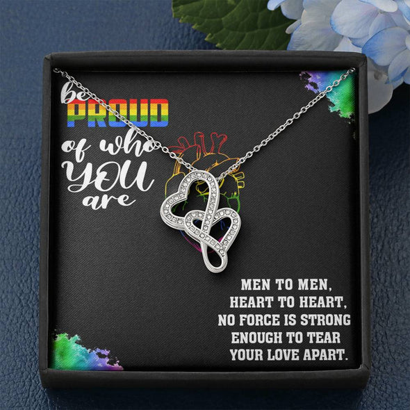 Love is Love Jewelry, Proud Of Who You Are, Necklace For LGBT Couples, Double Heart Necklace, Pride Necklace, Love Equality Jewelry, Pride Month Gift, Congratulations Gift