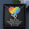 Dear Wife, Beauty Begins The Moment, Double Heart Necklace, Congratulations Gift, Silver And Gold Jewelry For Wife, Wedding Necklace, Necklace For LGBT Couples