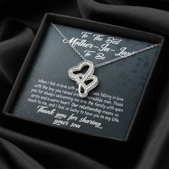 Future Mother In Law Necklace With Message Card, Mother in Law Jewelry, Thank You For Sharing Your Son, Mother in Law Jewelry, Mother Day Necklace, Double Heart Necklace