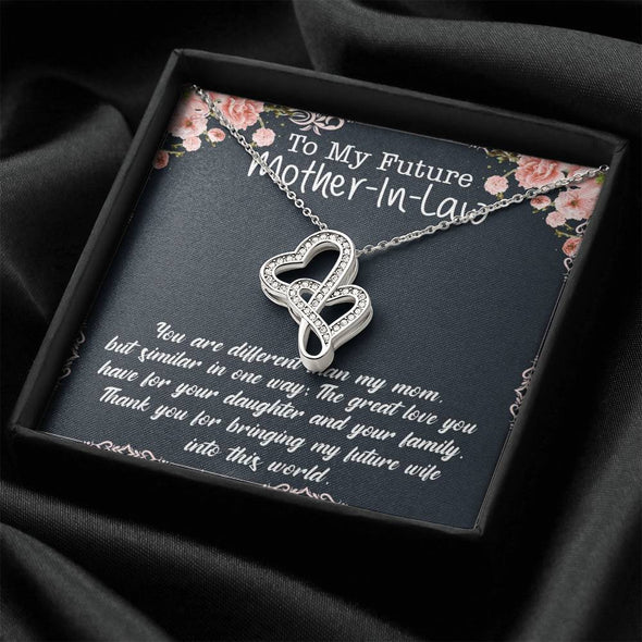 Future Mother In Law Necklace With Message Card, Thank You For Sharing Your Son, Mother in Law Jewelry, Mother Day Necklace, Double Heart Necklace, Birthday Gift, Christmas Gift, Mother in Law Jewelry