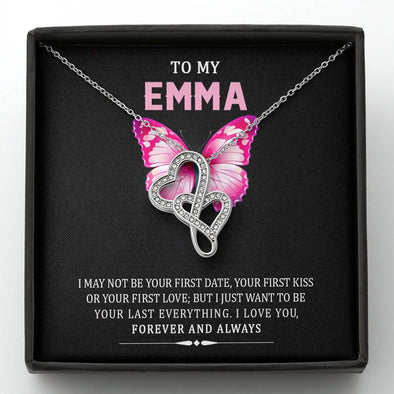 To My Wife, I Love You Forever And Always, Present For Wife, Couple Accessories, Double Heart Necklace With Message Card For Couples, Jewelry For Her