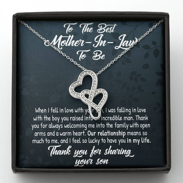 Future Mother In Law Necklace With Message Card, Mother in Law Jewelry, Thank You For Sharing Your Son, Mother in Law Jewelry, Mother Day Necklace, Double Heart Necklace