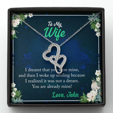 To My Wife, You Are Already Mine, Gift For Her, Couple Accessories, Jewelry For Wife, Double Heart Necklace, Personalized Pendant, Necklace With Message Card