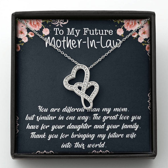 Future Mother In Law Necklace With Message Card, Thank You For Sharing Your Son, Mother in Law Jewelry, Mother Day Necklace, Double Heart Necklace, Birthday Gift, Christmas Gift, Mother in Law Jewelry