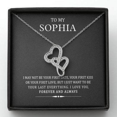 To My Wife, I Want to Be Your Last Everything, Double Heart Necklace With Message Card For Wife, Jewelry For Wife, Personalized, Valentine’s Gift, Accessories