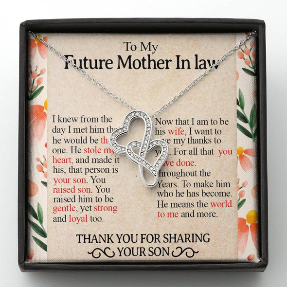 Mother In Law Necklace With Message Card, Mother in Law Jewelry, Mother Day Necklace, Ideas For Her, Double Heart Necklace, Birthday Gift, Mother in Law Gifts For Christmas