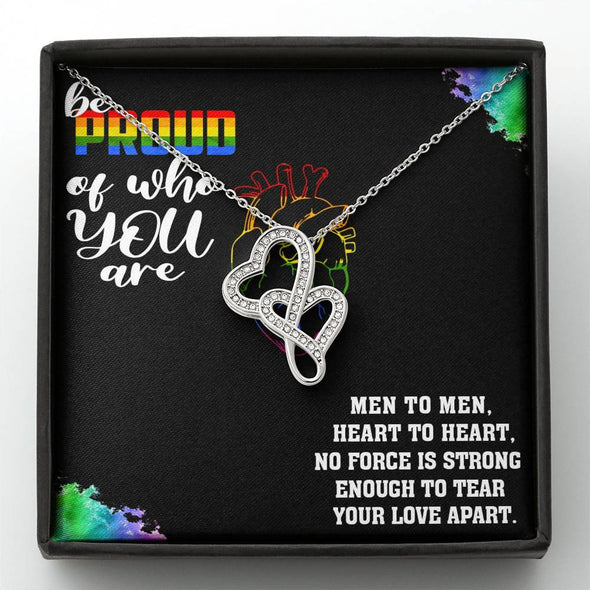 Love is Love Jewelry, Proud Of Who You Are, Necklace For LGBT Couples, Double Heart Necklace, Pride Necklace, Love Equality Jewelry, Pride Month Gift, Congratulations Gift