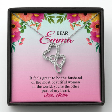 You're The Other part Of My Heart, Personalized Pendant, Necklace With Message Card For Soulmate, Heart Pendant, Double Heart Necklace, Couple Accessories