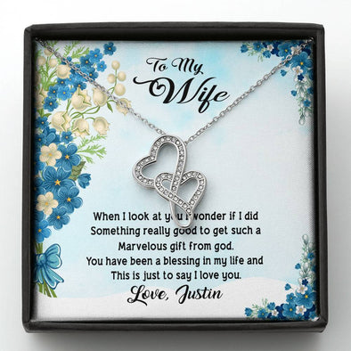 You Have Been A Blessing in My Life, Present For Wife, Double Heart Necklace, Gifts, Accessories For Her, Necklace With Message Card For Wife, Couple Jewelry