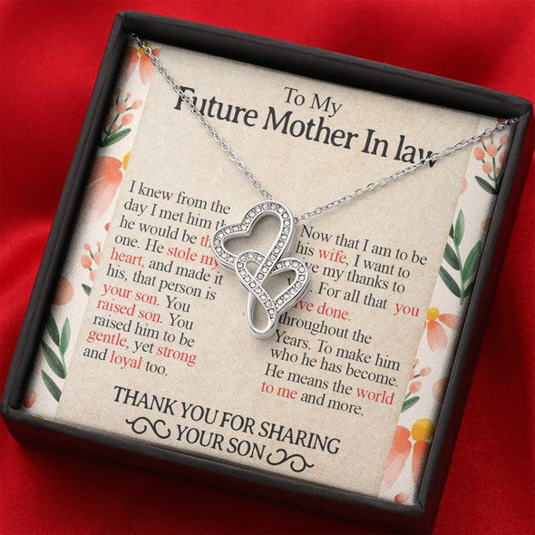 Mother In Law Necklace With Message Card, Mother in Law Jewelry, Mother Day Necklace, Ideas For Her, Double Heart Necklace, Birthday Gift, Mother in Law Gifts For Christmas