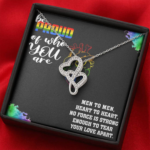 Love is Love Jewelry, Proud Of Who You Are, Necklace For LGBT Couples, Double Heart Necklace, Pride Necklace, Love Equality Jewelry, Pride Month Gift, Congratulations Gift