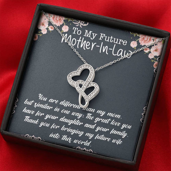Future Mother In Law Necklace With Message Card, Thank You For Sharing Your Son, Mother in Law Jewelry, Mother Day Necklace, Double Heart Necklace, Birthday Gift, Christmas Gift, Mother in Law Jewelry