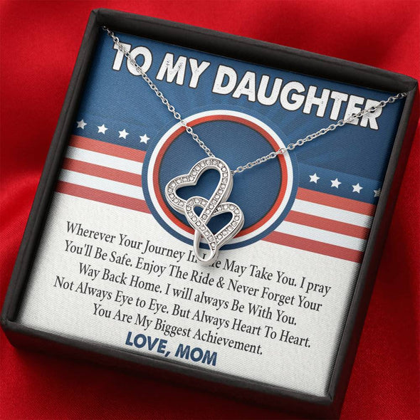To My Daughter, You Are My Biggest Achievement, Necklace With Message Card, Gift Ideas For Daughter, Double Heart Necklace, Birthday Gift, Wedding Gift, Gift Ideas For Daughter