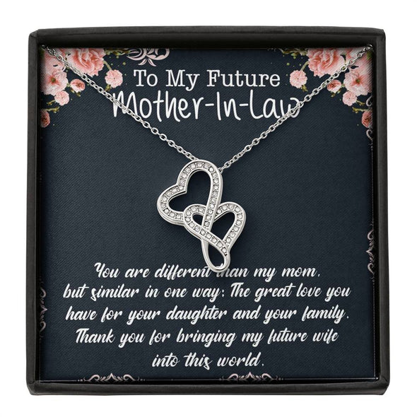 Future Mother In Law Necklace With Message Card, Thank You For Sharing Your Son, Mother in Law Jewelry, Mother Day Necklace, Double Heart Necklace, Birthday Gift, Christmas Gift, Mother in Law Jewelry