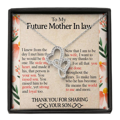 Mother In Law Necklace With Message Card, Mother in Law Jewelry, Mother Day Necklace, Ideas For Her, Double Heart Necklace, Birthday Gift, Mother in Law Gifts For Christmas
