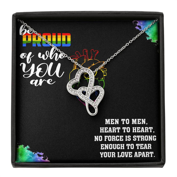 Love is Love Jewelry, Proud Of Who You Are, Necklace For LGBT Couples, Double Heart Necklace, Pride Necklace, Love Equality Jewelry, Pride Month Gift, Congratulations Gift