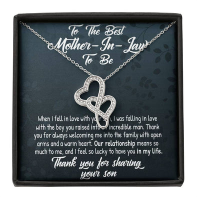 Future Mother In Law Necklace With Message Card, Mother in Law Jewelry, Thank You For Sharing Your Son, Mother in Law Jewelry, Mother Day Necklace, Double Heart Necklace