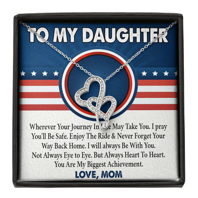 To My Daughter, You Are My Biggest Achievement, Necklace With Message Card, Gift Ideas For Daughter, Double Heart Necklace, Birthday Gift, Wedding Gift, Gift Ideas For Daughter