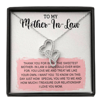Mother In Law Necklace With Message Card, Mother Day Necklace, Ideas For Her, Double Heart Necklace, Birthday Gift, Mother in Law Gifts For Christmas