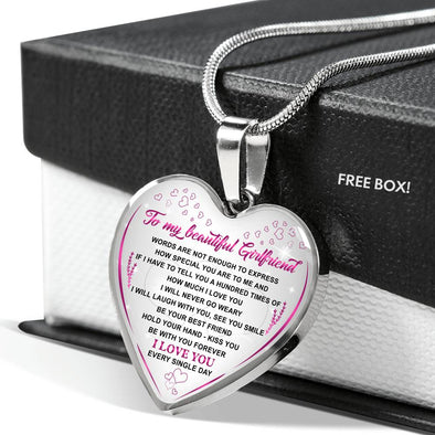 To My Beautiful Girlfriend Heart Necklace - Perfect Gift for Girlfriend-Anniversary / Birthday Custom Name Personalized Necklace