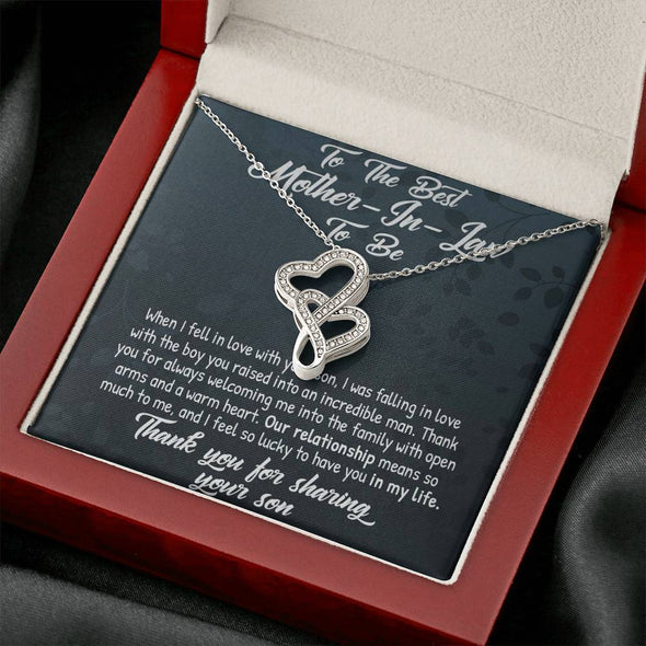 Future Mother In Law Necklace With Message Card, Mother in Law Jewelry, Thank You For Sharing Your Son, Mother in Law Jewelry, Mother Day Necklace, Double Heart Necklace