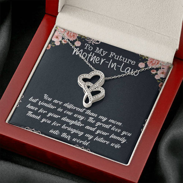 Future Mother In Law Necklace With Message Card, Thank You For Sharing Your Son, Mother in Law Jewelry, Mother Day Necklace, Double Heart Necklace, Birthday Gift, Christmas Gift, Mother in Law Jewelry
