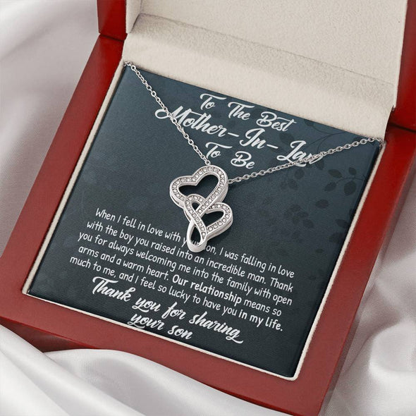 Future Mother In Law Necklace With Message Card, Mother in Law Jewelry, Thank You For Sharing Your Son, Mother in Law Jewelry, Mother Day Necklace, Double Heart Necklace