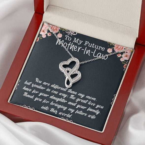 Future Mother In Law Necklace With Message Card, Thank You For Sharing Your Son, Mother in Law Jewelry, Mother Day Necklace, Double Heart Necklace, Birthday Gift, Christmas Gift, Mother in Law Jewelry
