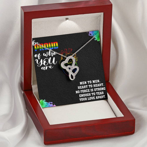 Love is Love Jewelry, Proud Of Who You Are, Necklace For LGBT Couples, Double Heart Necklace, Pride Necklace, Love Equality Jewelry, Pride Month Gift, Congratulations Gift