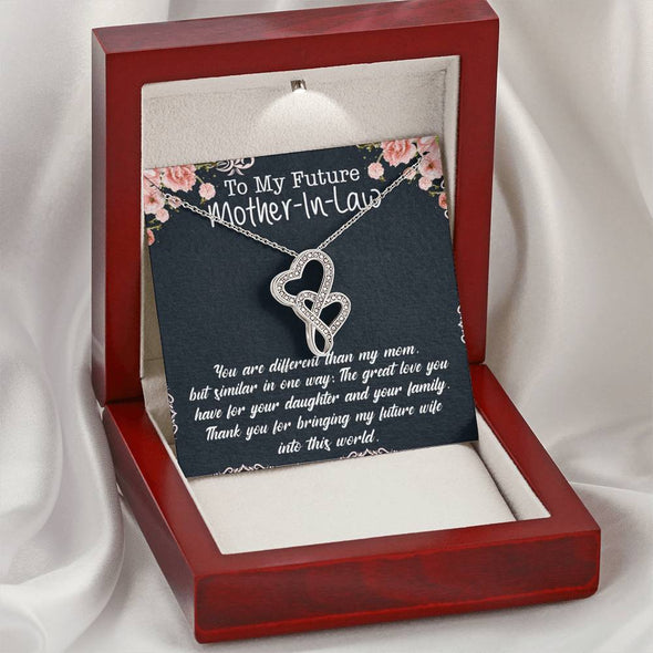Future Mother In Law Necklace With Message Card, Thank You For Sharing Your Son, Mother in Law Jewelry, Mother Day Necklace, Double Heart Necklace, Birthday Gift, Christmas Gift, Mother in Law Jewelry