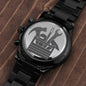 Engraved Tools Design Black Chronograph Watch