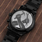 Engraved Crossed Design Black Chronograph Watch