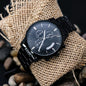 Engraved Crossed Design Black Chronograph Watch