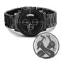 Engraved Crossed Design Black Chronograph Watch