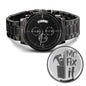 Mr. Fix It Engraved Design Black Chronograph Watch