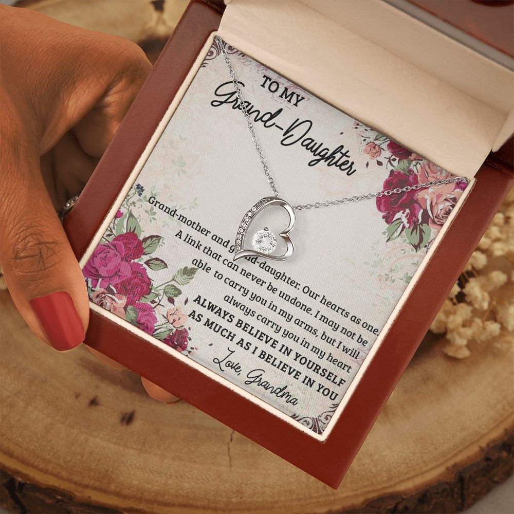 GRANDMOTHER AND GRANDDAUGHTER, FOREVER LOVE NECKLACE WITH MESSAGE CARD FOR GRANDDAUGHTER, BIRTHDAY GIFT FOR HER, FROM GRANDMA