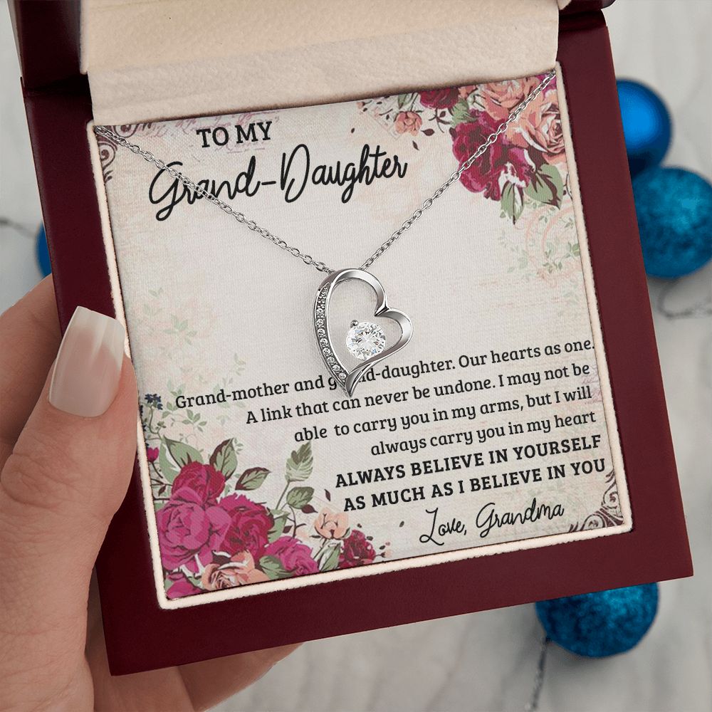 GRANDMOTHER AND GRANDDAUGHTER, FOREVER LOVE NECKLACE WITH MESSAGE CARD FOR GRANDDAUGHTER, BIRTHDAY GIFT FOR HER, FROM GRANDMA