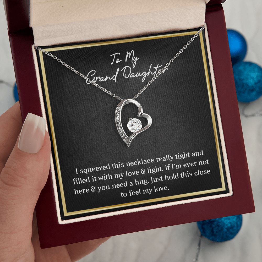 MY GRANDDAUGHTER, FOREVER LOVE NECKLACE WITH MESSAGE CARD FOR GRANDDAUGHTER, BIRTHDAY GIFT FOR HER, FROM GRANDMA/GRANDPA