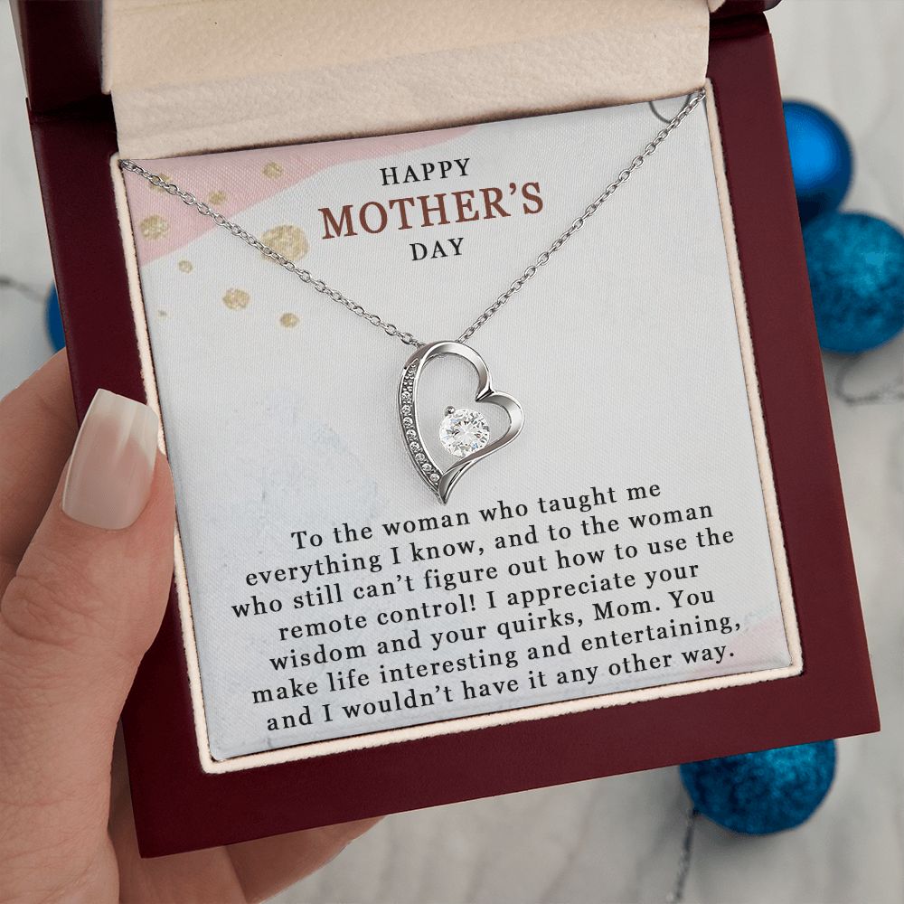 HAPPY MOTHERS DAY, FOREVER LOVE NECKLACE FOR MOM, NECKLACE WITH MESSAGE CARD, BIRTHDAY, MOTHER'S DAY GIFT FOR HER, FROM DAUGHTER/SON