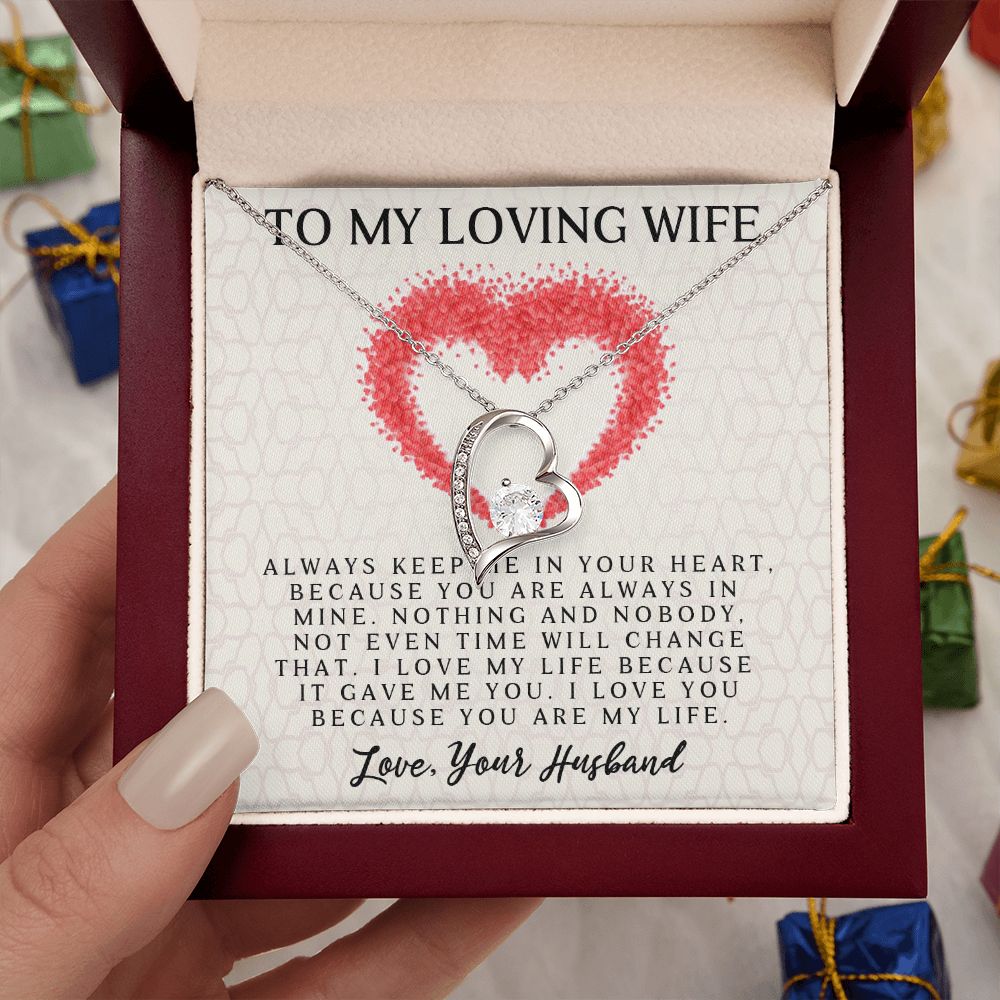 Forever Love Necklace, My Loving Wife, Necklace With Message Card, Birthday Gift For Her