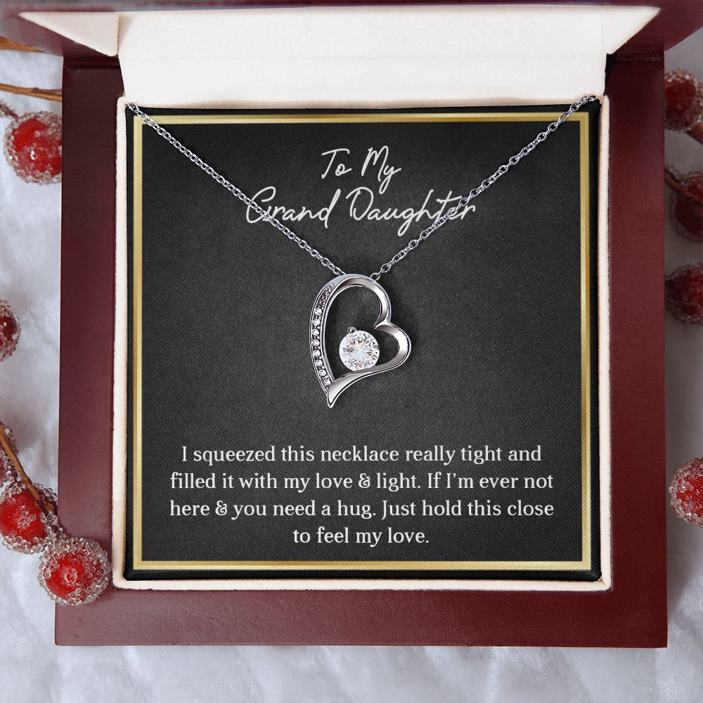 MY GRANDDAUGHTER, FOREVER LOVE NECKLACE WITH MESSAGE CARD FOR GRANDDAUGHTER, BIRTHDAY GIFT FOR HER, FROM GRANDMA/GRANDPA