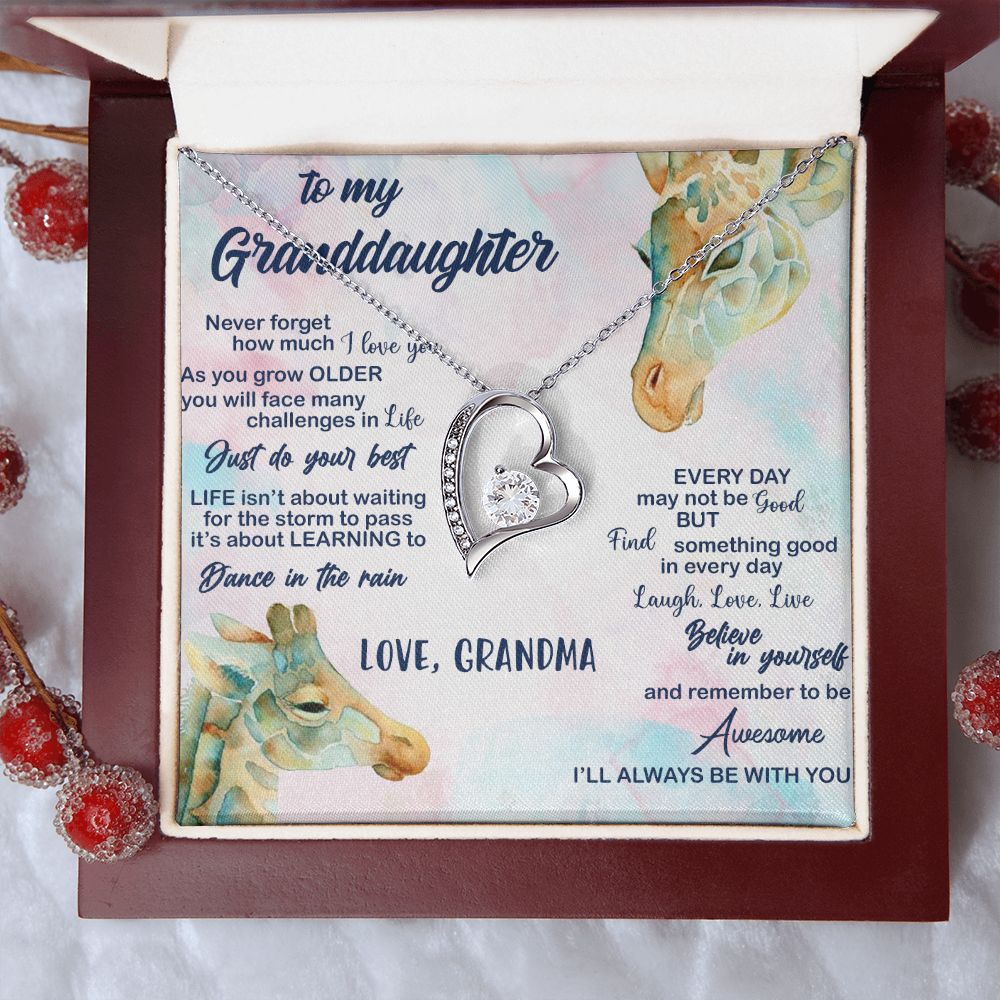 TO MY GRANDDAUGHTER, FOREVER LOVE NECKLACE WITH MESSAGE CARD FOR GRANDDAUGHTER, BIRTHDAY GIFT FOR HER, FROM GRANDMA