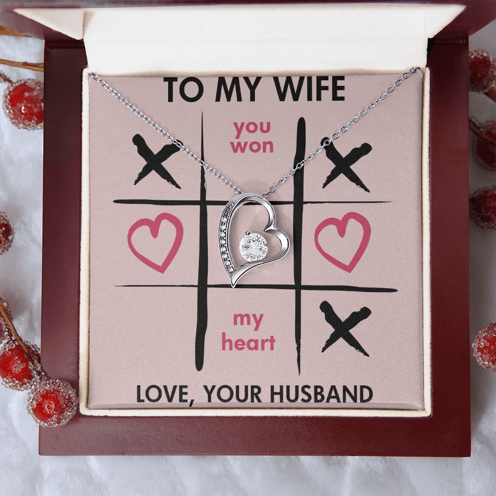Forever Love Necklace, You Won My Heart, Wife Necklace With Message Card, Birthday Gift For Her