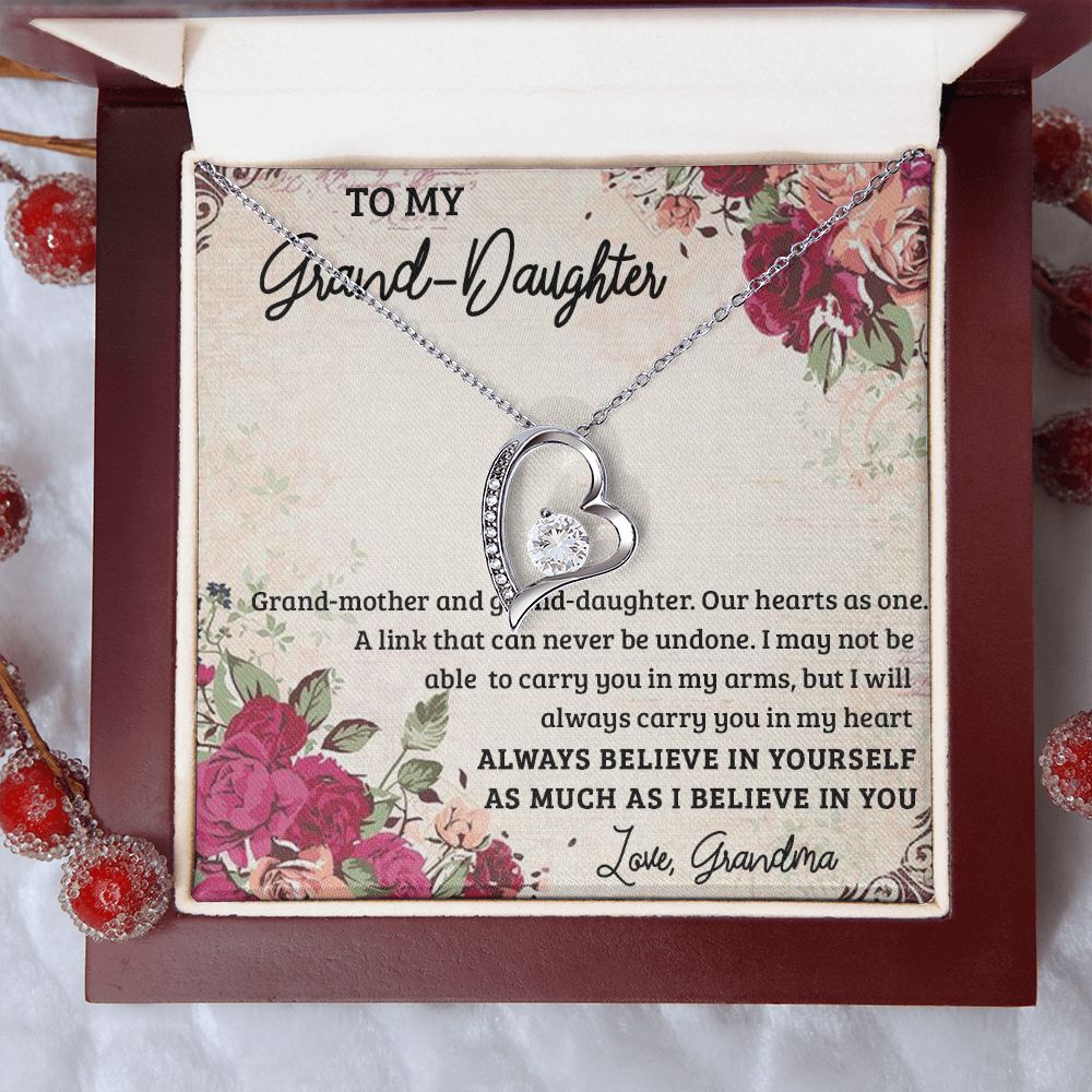 GRANDMOTHER AND GRANDDAUGHTER, FOREVER LOVE NECKLACE WITH MESSAGE CARD FOR GRANDDAUGHTER, BIRTHDAY GIFT FOR HER, FROM GRANDMA