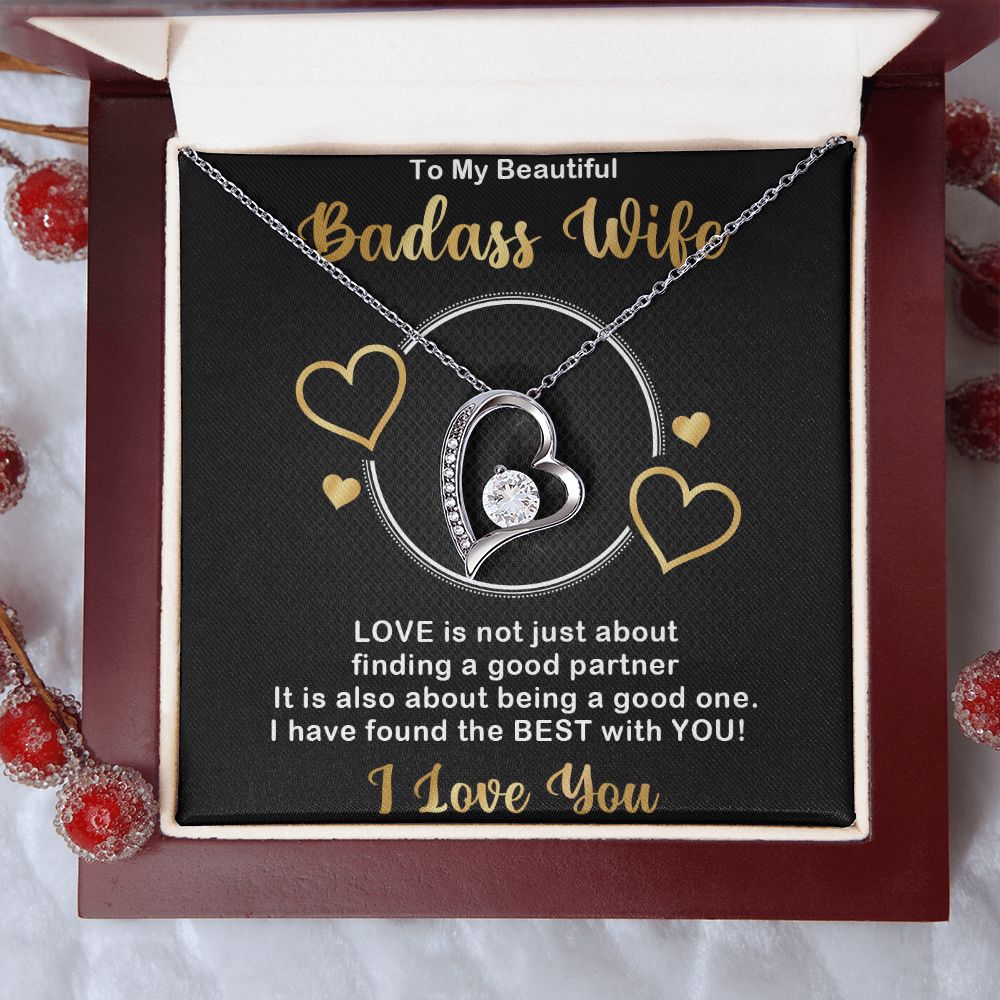 Forever Love Necklace, Badass Wife, Necklace With Message Card, Birthday Gift For Her