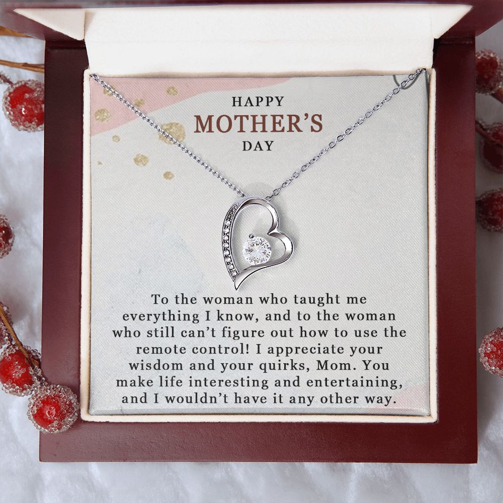 HAPPY MOTHERS DAY, FOREVER LOVE NECKLACE FOR MOM, NECKLACE WITH MESSAGE CARD, BIRTHDAY, MOTHER'S DAY GIFT FOR HER, FROM DAUGHTER/SON